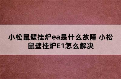 小松鼠壁挂炉ea是什么故障 小松鼠壁挂炉E1怎么解决